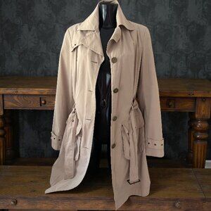 PROMOD Women Trench Coat size M beige button down light tan coat